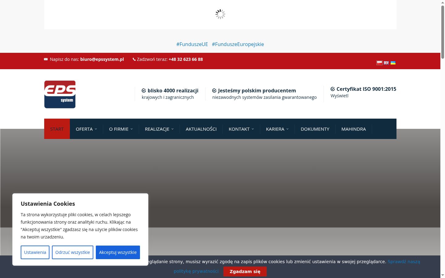 Zrzut ekranu banera zgody wyświetlanego przed jakąkolwiek interakcją