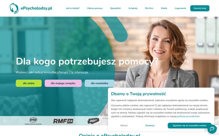 Skærmbillede af epsycholodzy.pl