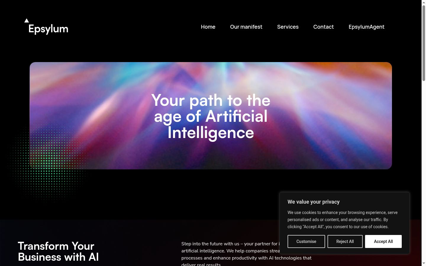 Screenshot of the consent banner shown before any interaction