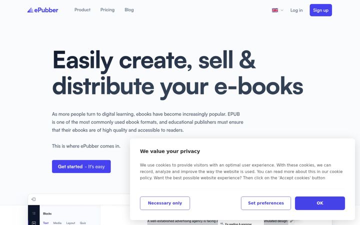 Screenshot of epubber.com