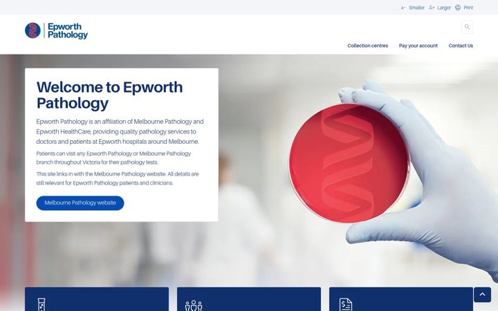 Screenshot ta' epworthpathology.org.au