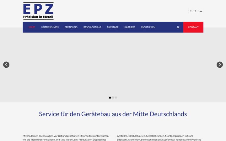 Screenshot ta' epz-metalltechnik.de