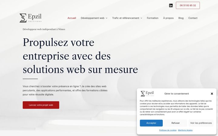 Ekraanipilt saidist epzilsolutions.fr