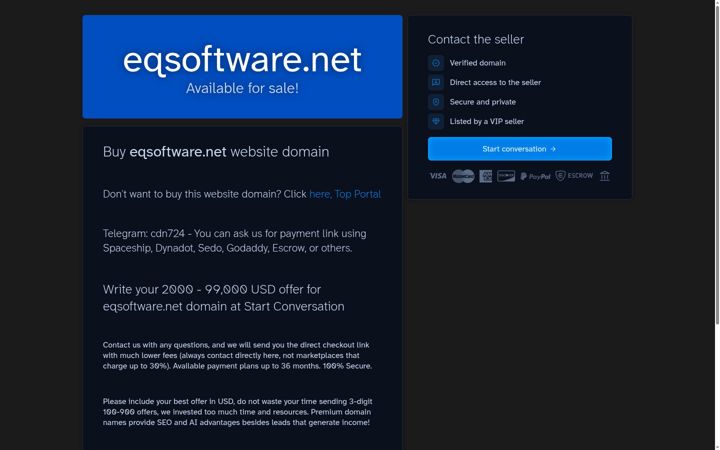Skærmbillede af eqsoftware.net