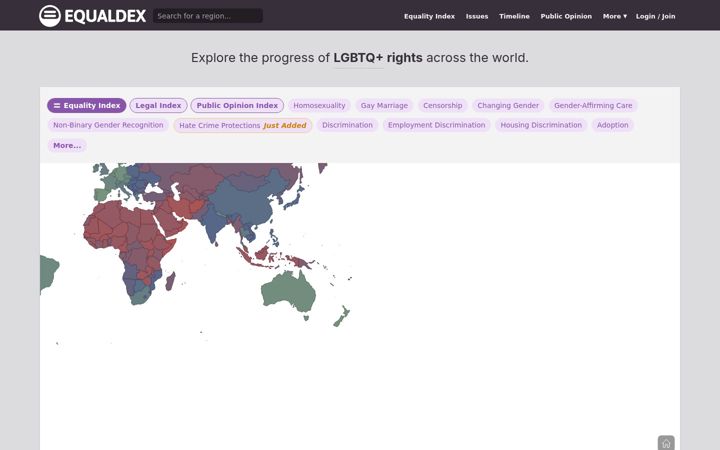 Screenshot of equaldex.com
