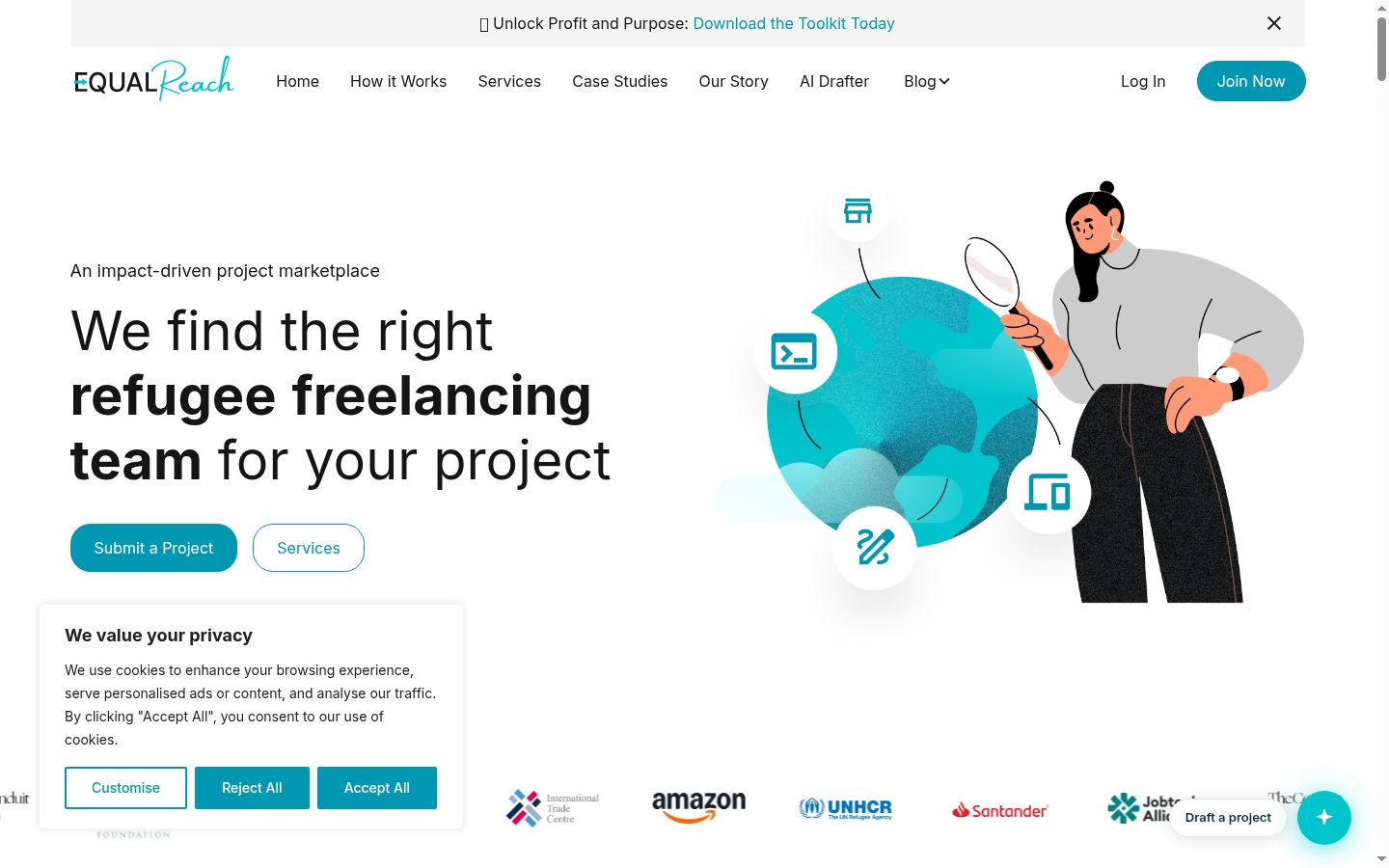 Screenshot of the consent banner shown before any interaction