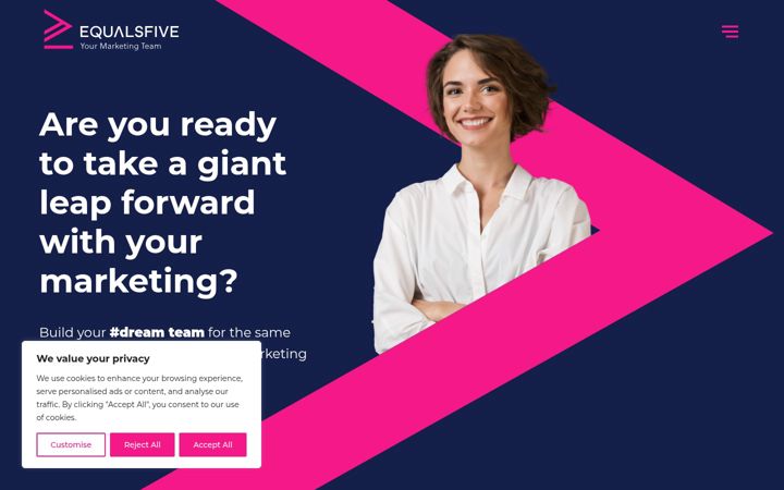 Screenshot von equalsfive.co.uk