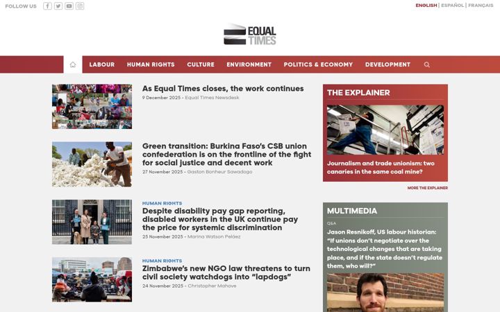 Screenshot of equaltimes.org