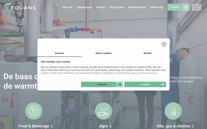 Snímek obrazovky equansrefrigeration.nl