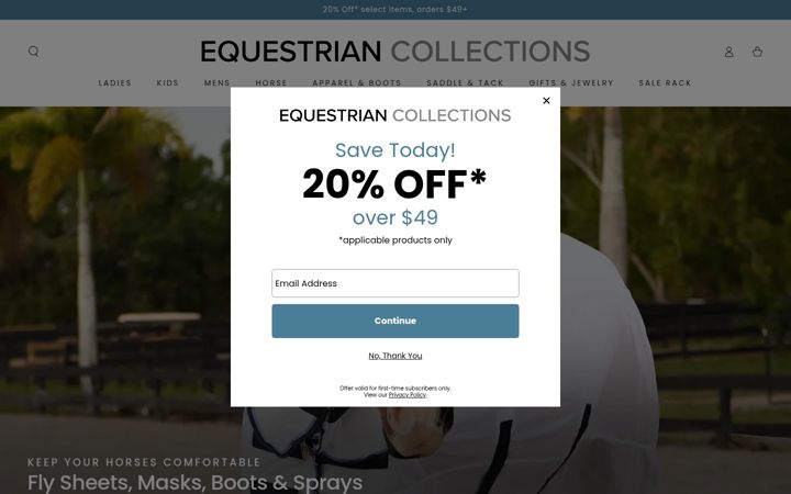 Screenshot of equestriancollections.com