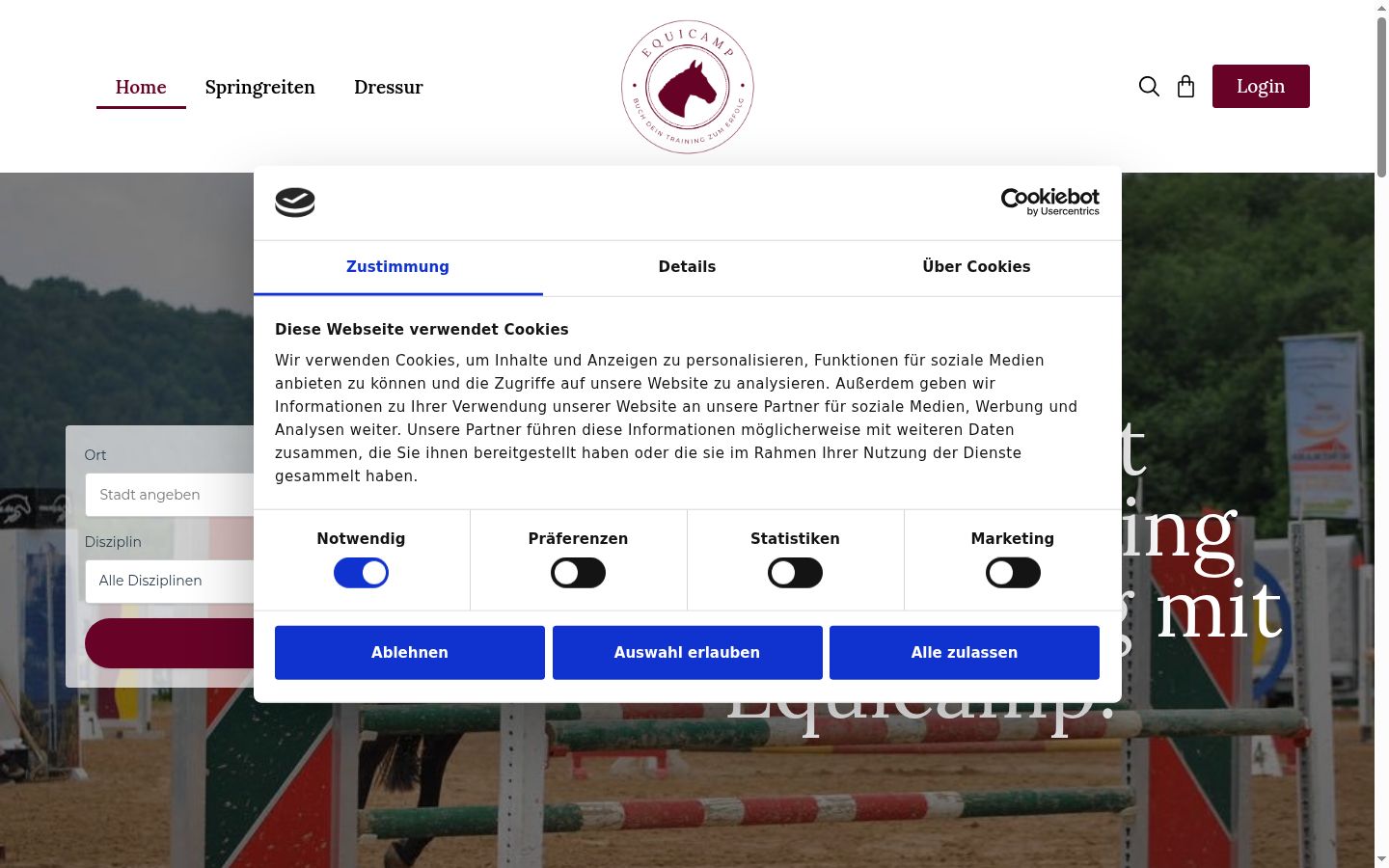 Capture d'écran de la bannière de consentement affichée avant toute interaction