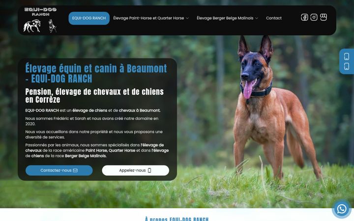Ekrānuzņēmums no equidog-ranch.fr