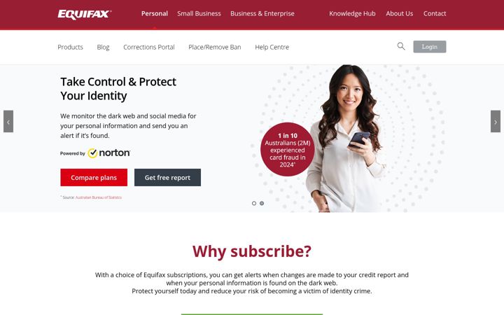Screenshot of equifax.com.au
