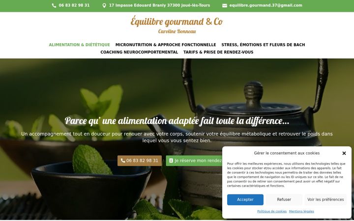 Ekrānuzņēmums no equilibre-gourmand.fr