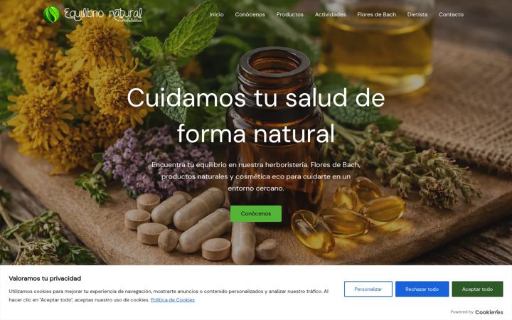 Screenshot stránky equilibrionatural.org