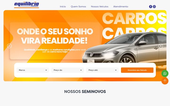 Ekraanipilt saidist equilibrioveiculos.com.br