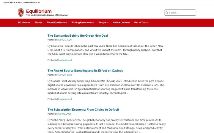 Screenshot of equilibriumecon.wisc.edu