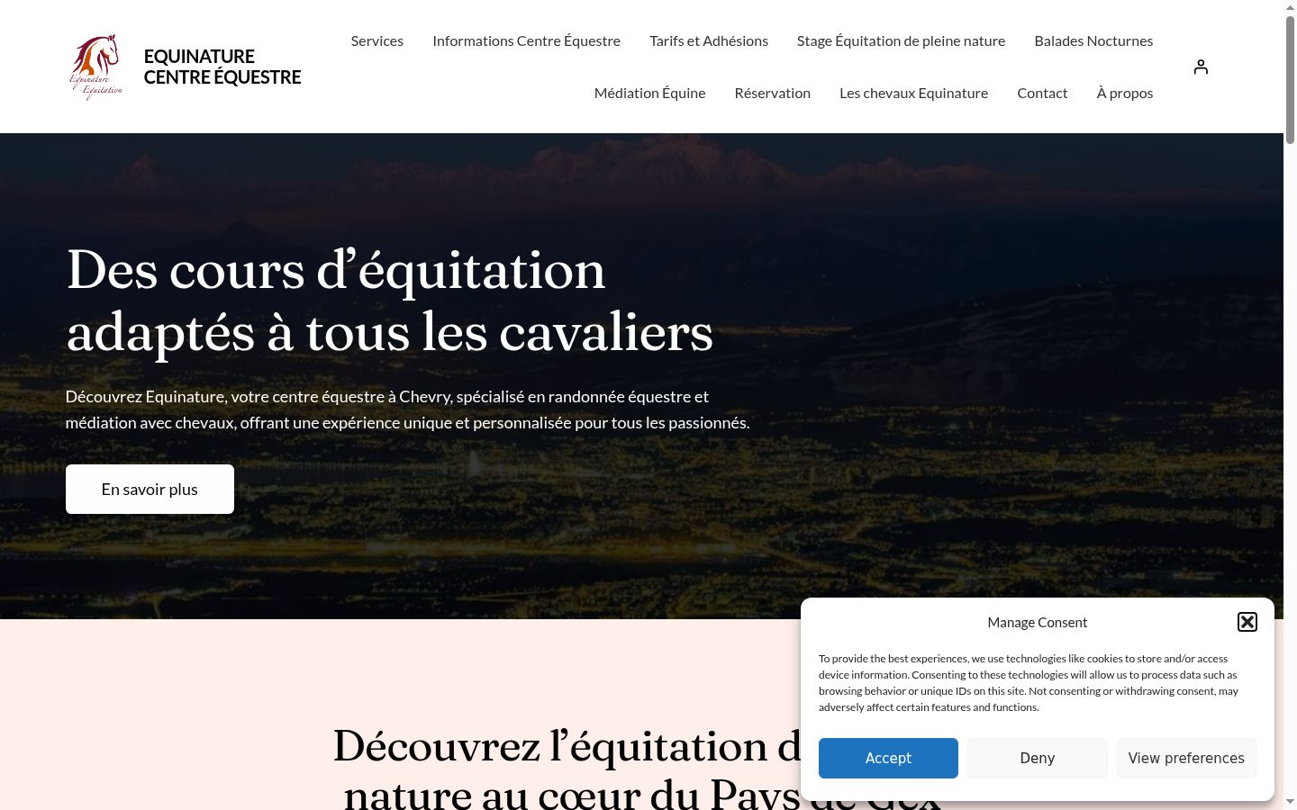Capture d'écran de la bannière de consentement affichée avant toute interaction