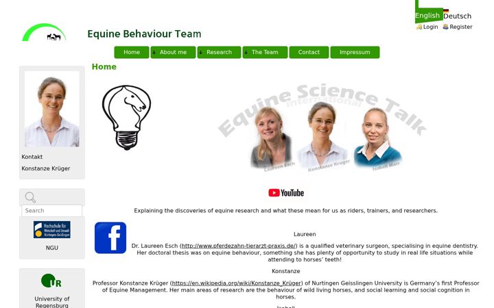 Screenshot of equine-behaviour.de
