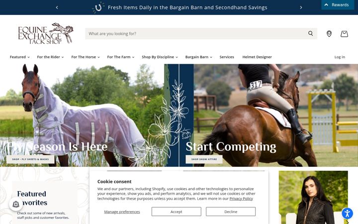 Snimka zaslona za equineexchangestore.com
