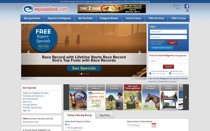 Screenshot of equineline.com