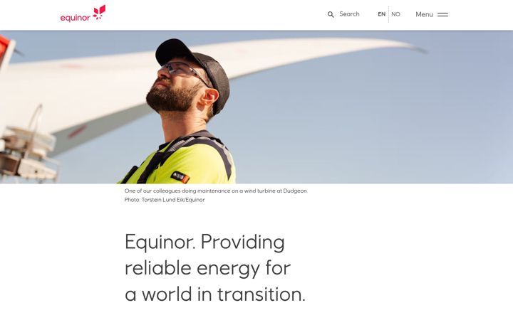 Screenshot von equinor.com