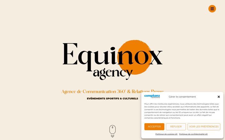Ekrānuzņēmums no equinoxagency.fr