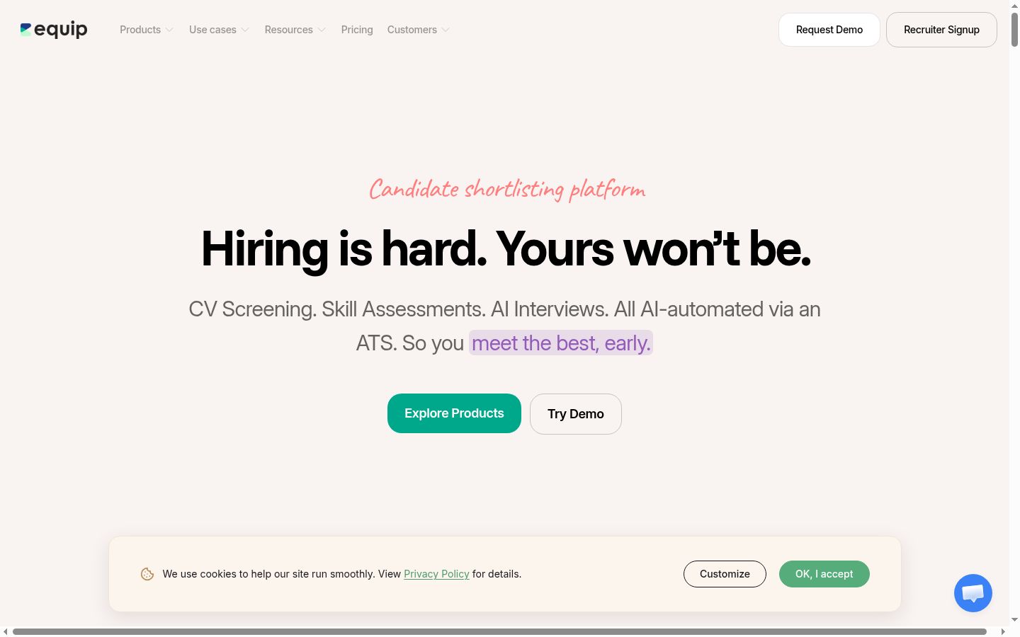 Screenshot of the consent banner shown before any interaction