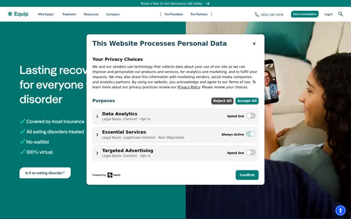 Screenshot di equip.health