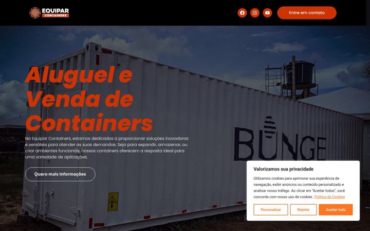 Ekraanipilt saidist equiparcontainers.com.br