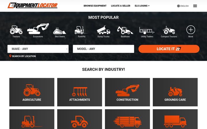 Screenshot of equipmentlocator.com