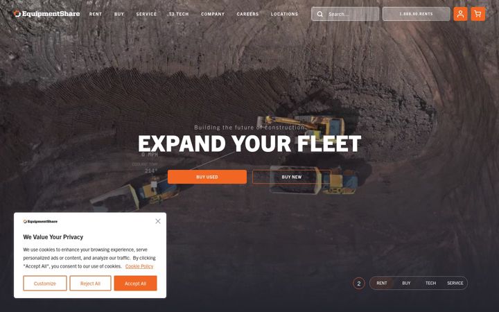 Skjermbilde av equipmentshare.com