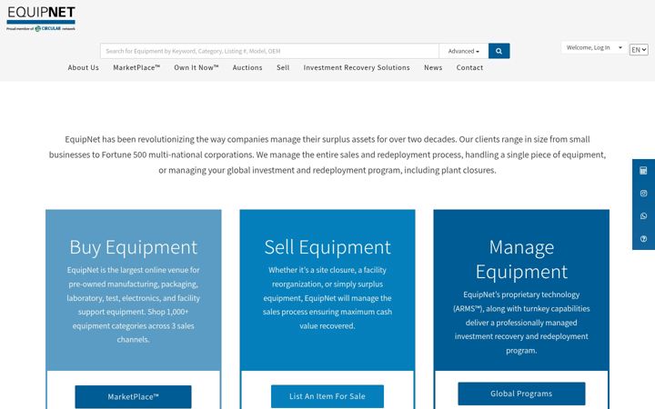 Screenshot of equipnet.com