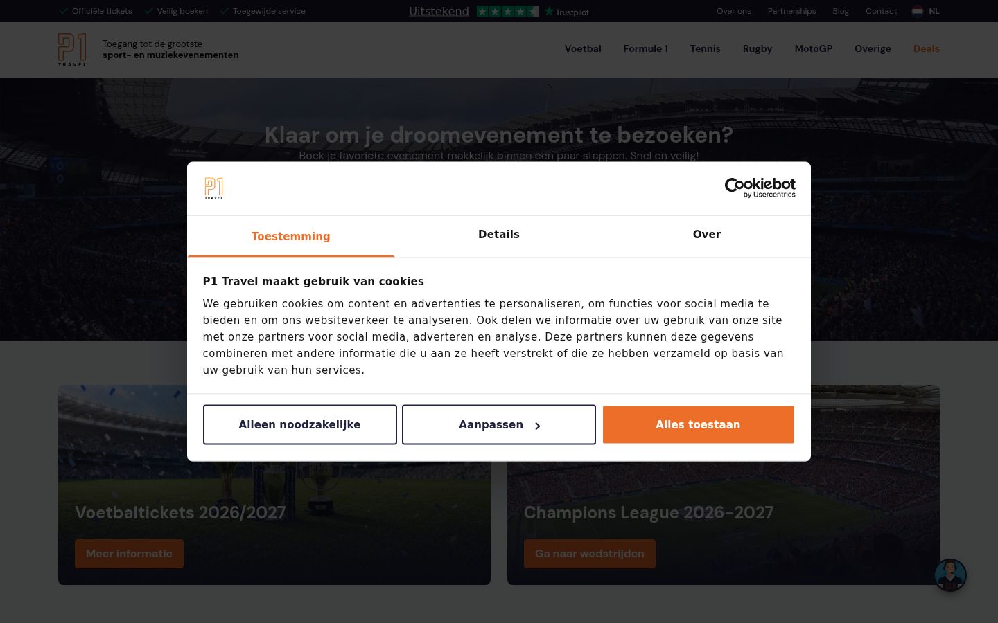 Skärmbild av samtyckesbannern som visades före någon interaktion