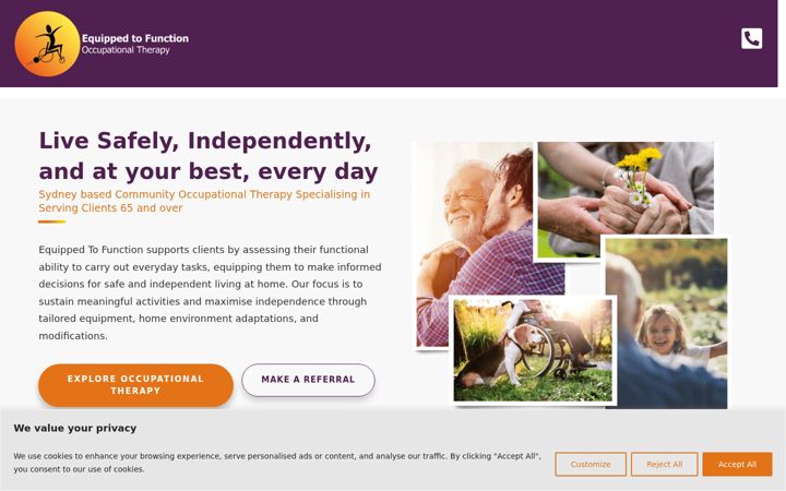 Screenshot di equippedtofunction.com.au