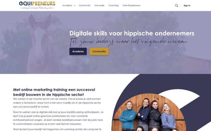 Skärmbild av equipreneurs.nl