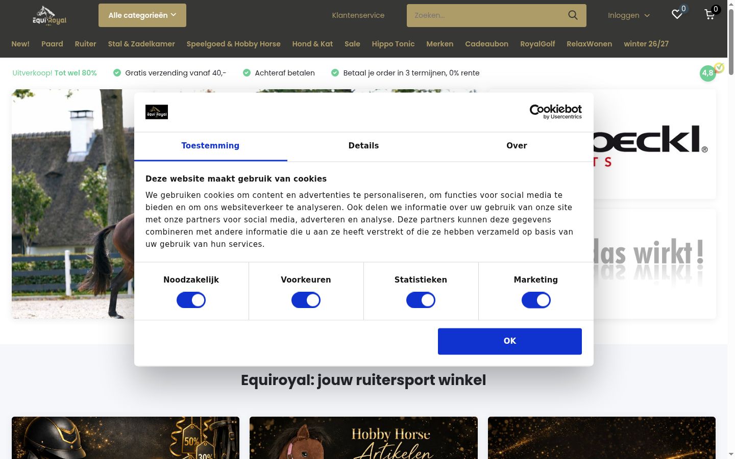 Captură de ecran a bannerului de consimțământ afișat înainte de orice interacțiune