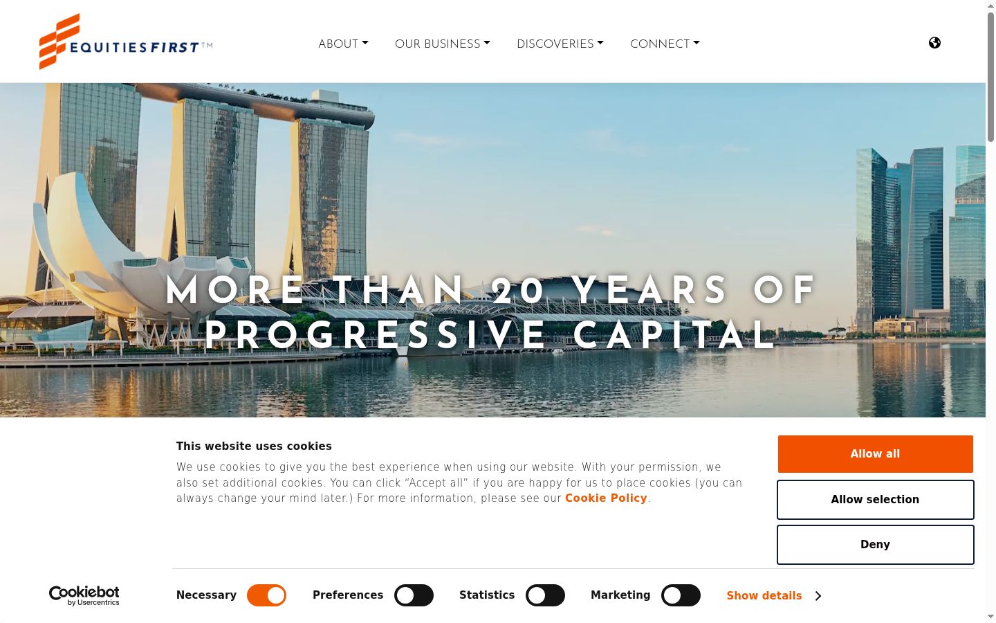 Screenshot of the consent banner shown before any interaction