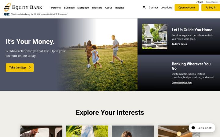Screenshot of equitybank.com