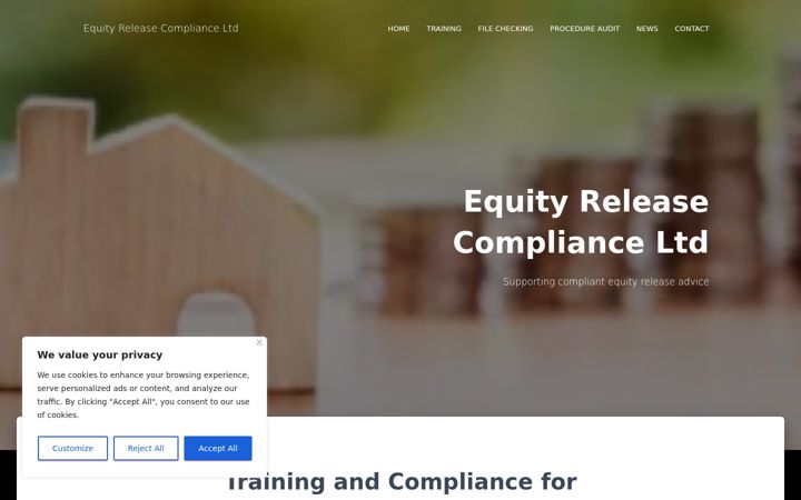 Screenshot van equityreleasecompliance.co.uk