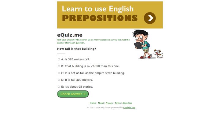 Screenshot of equiz.me