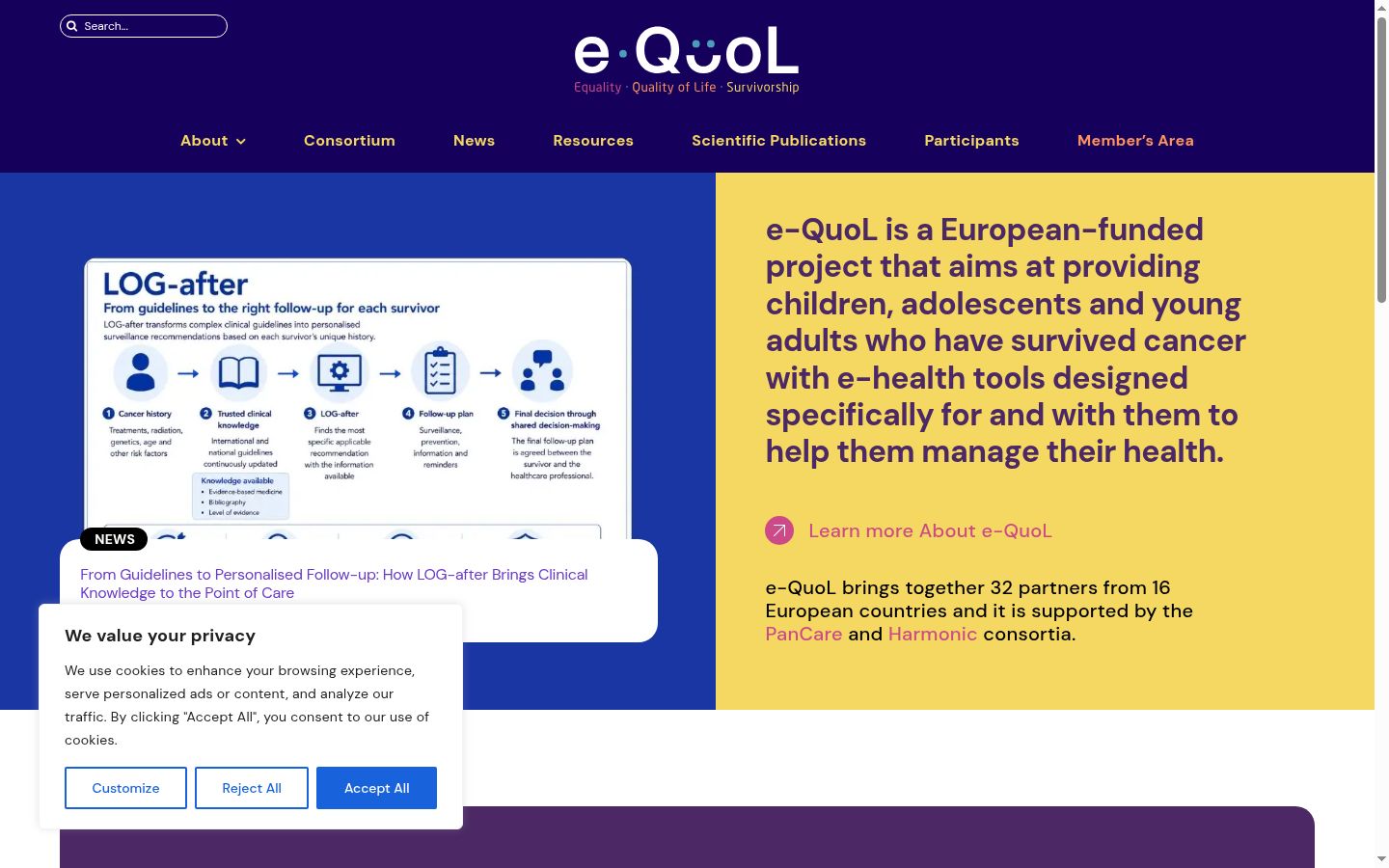 Screenshot of the consent banner shown before any interaction