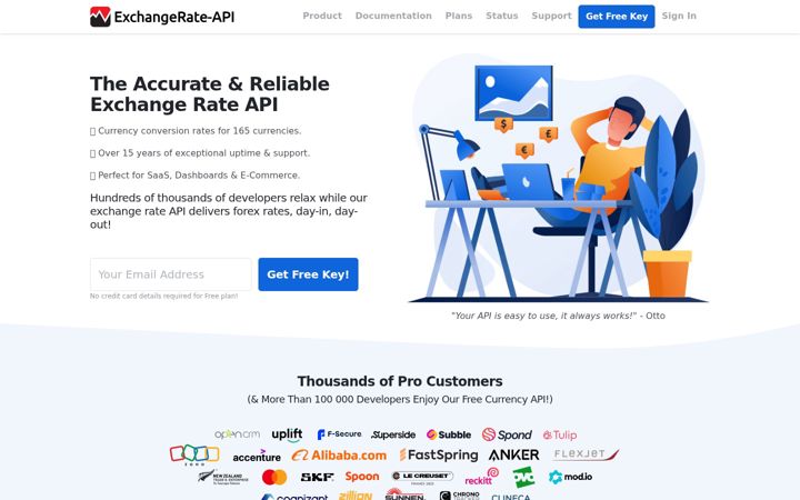 Екранна снимка на er-api.com