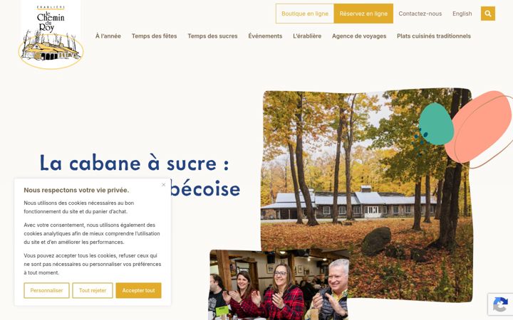 Screenshot of erabliere-cheminduroy.qc.ca