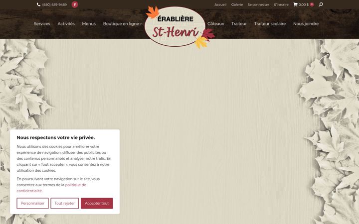 Screenshot of erabliere-st-henri.ca