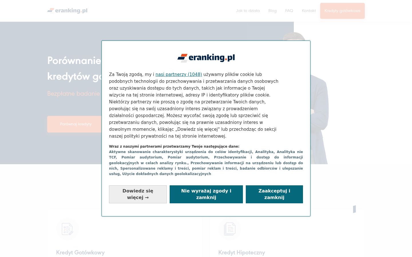 Screenshot des Einwilligungsbanners vor jeglicher Interaktion