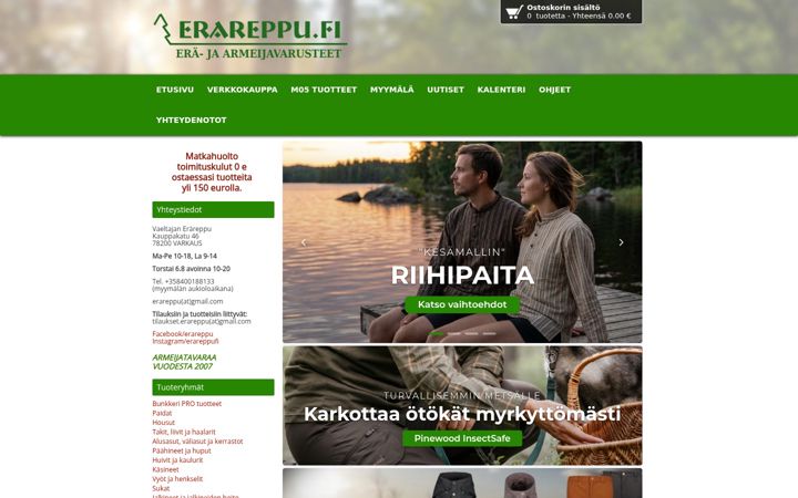 Kuvakaappaus sivustosta erareppu.fi