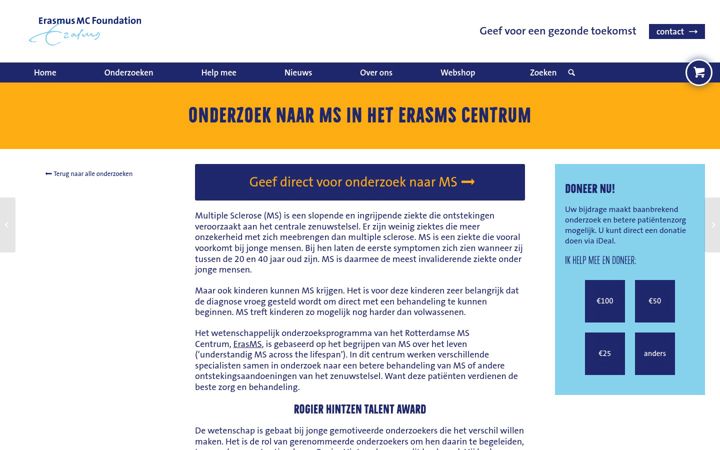 Skärmbild av erasmsfonds.nl