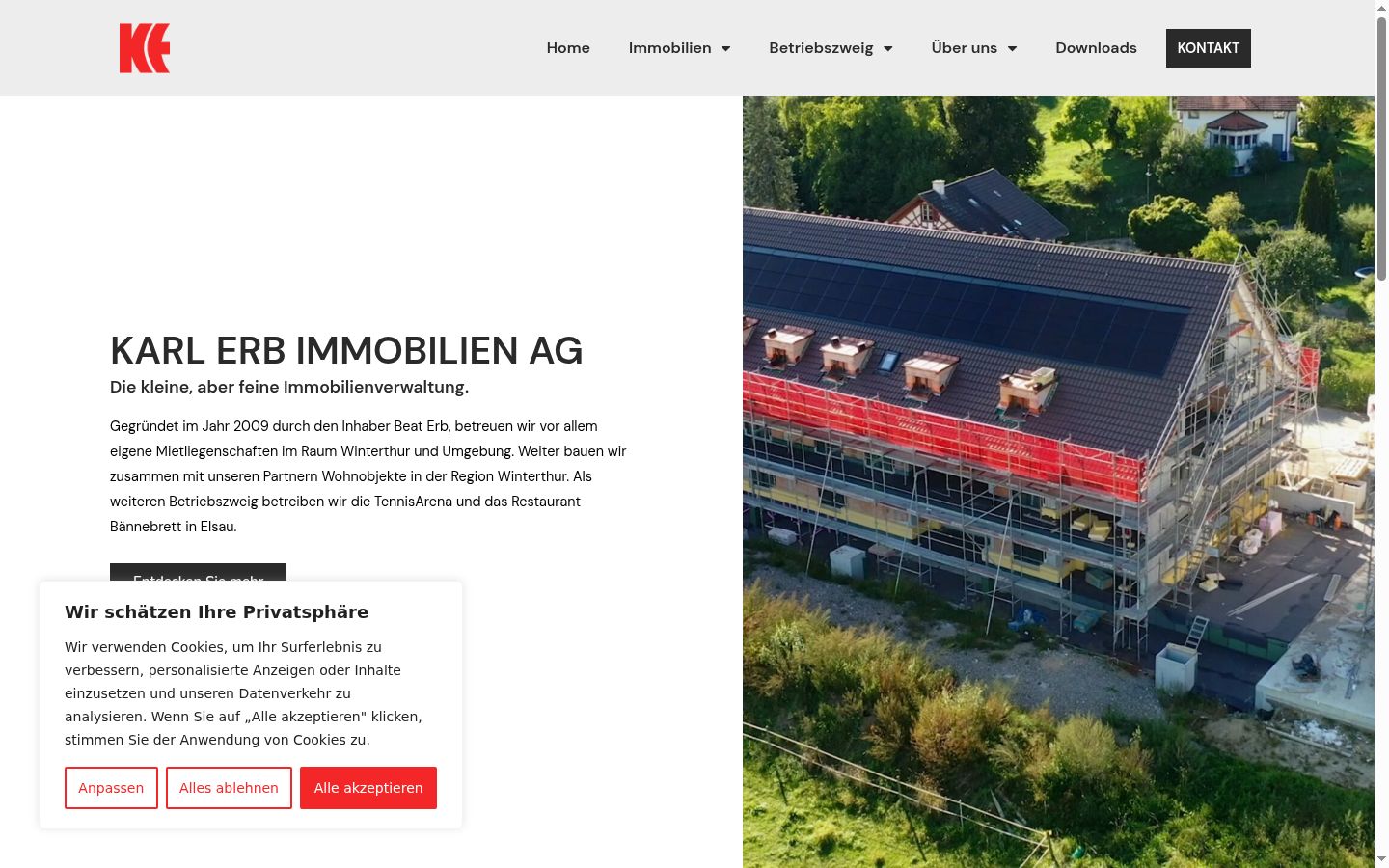 Screenshot des Einwilligungsbanners vor jeglicher Interaktion