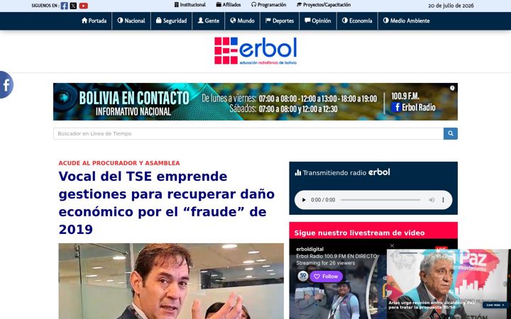 Screenshot of erbol.com.bo